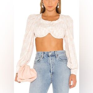 NWOT- FOR LOVE & LEMONS Revolve Carly Crop Top in Light Pink Floral